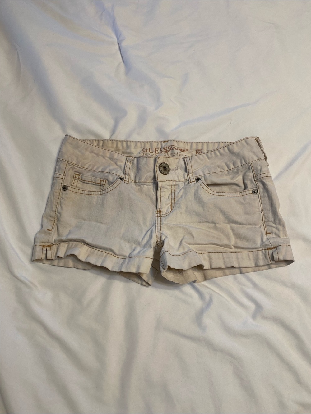 GUESS 2000’s Y2K Cream Women's Denim Shorts